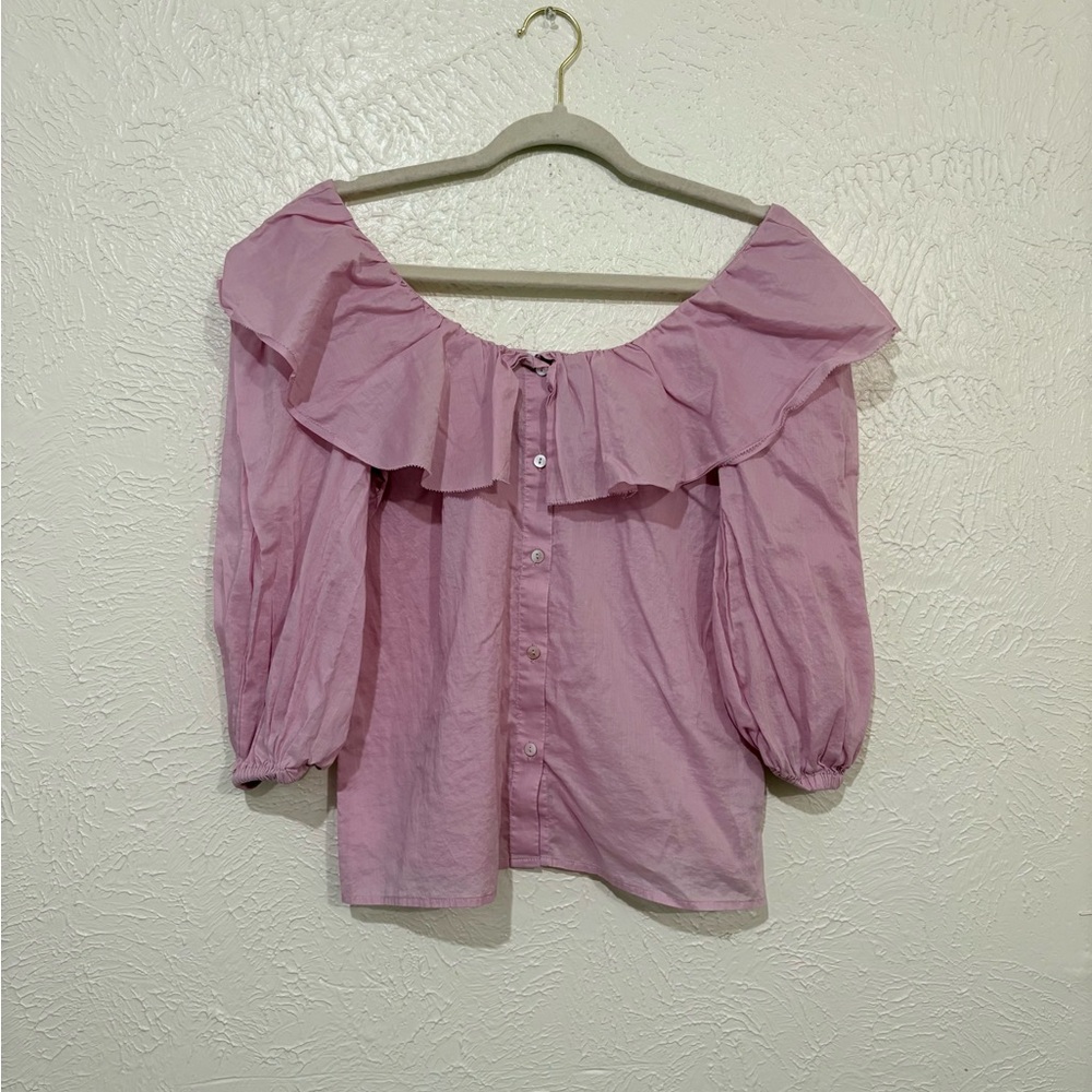 Chic soft pink Off-Shoulder Blouse